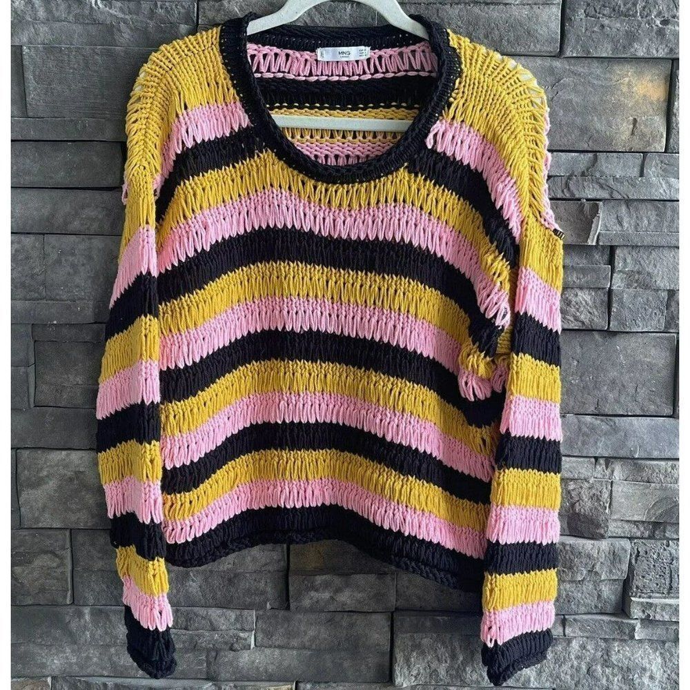 MNG‎ Casual Women’s Knit Striped Sweater Size S Chunky Knit